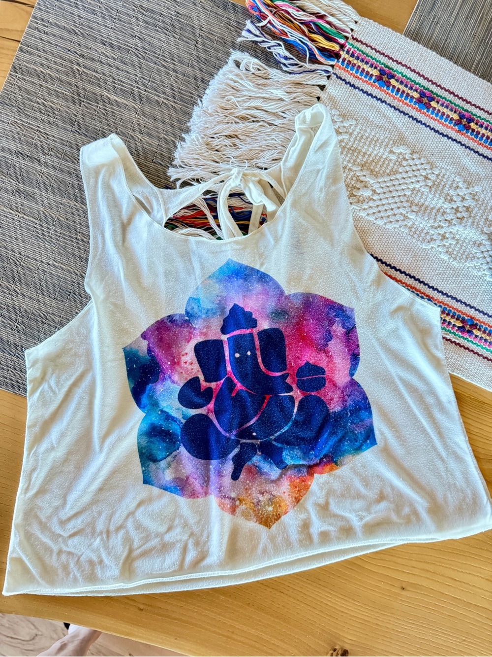 Funky Yoga Women’s Tank Top with Colorful Galaxy Ganesha Print